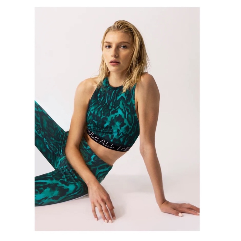 New! PAM & GELA Ocelot Animal Print Cut Out Sports Top Bra